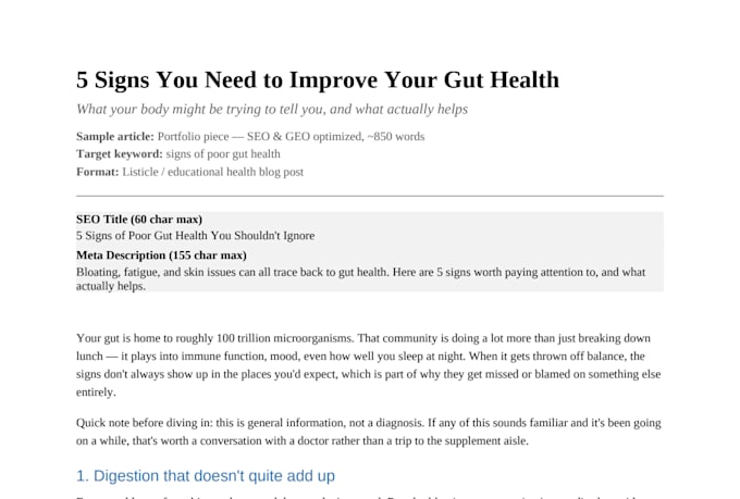 write SEO and GEO optimized health and wellness content